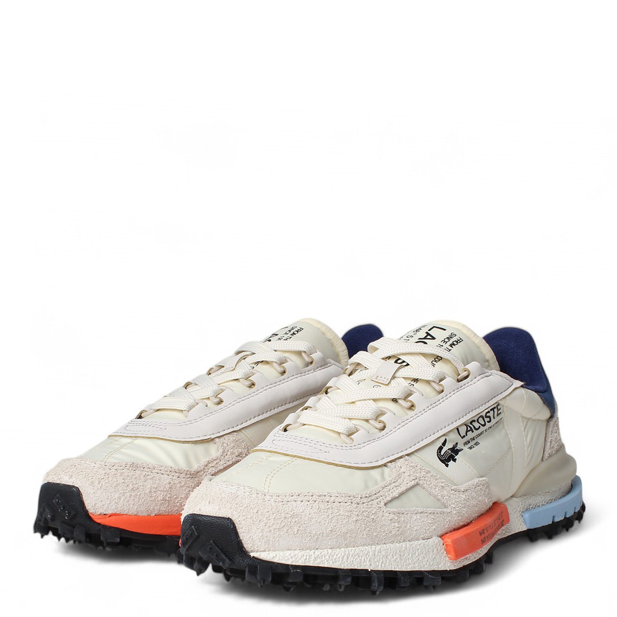 Brand New Lacoste Men\'s Leather Off White Navy Sneakers Retails $110+ Amazon.com | Lacoste Men main image 4