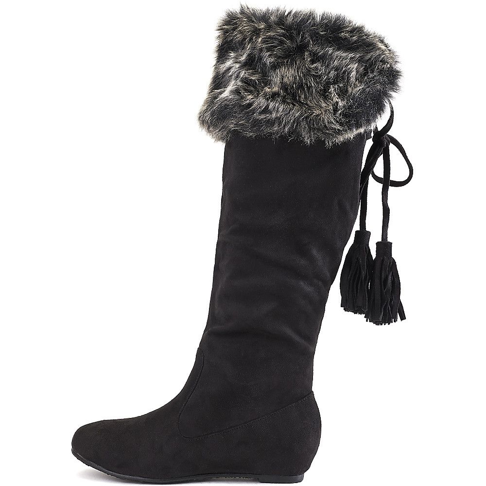 black fuzzy boots womens