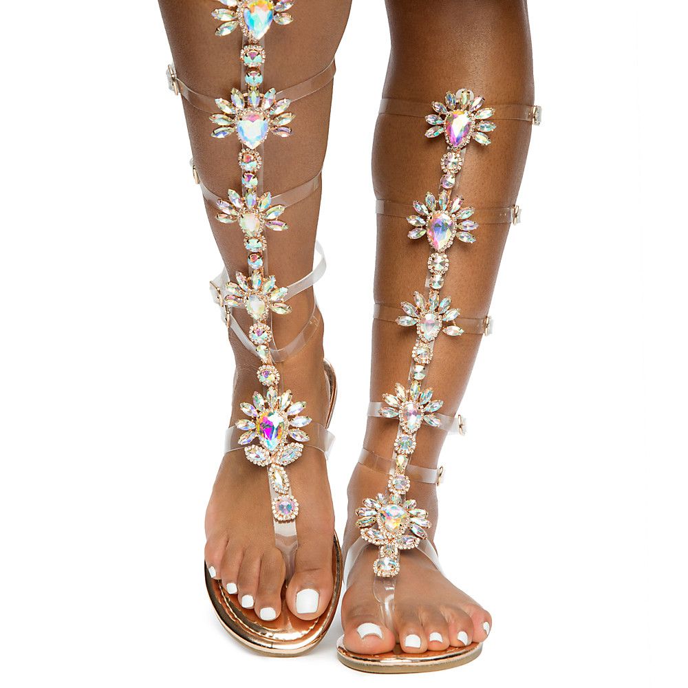 rose gold jeweled sandals