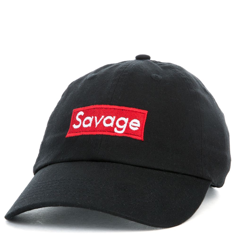 Savage High Quality Baseball Hat Dad Cap Black with Red Logo