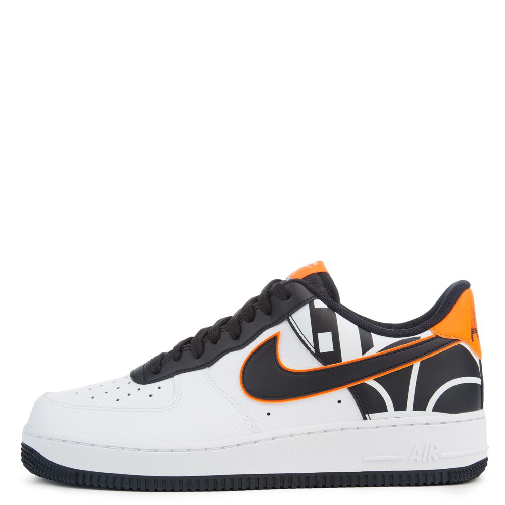 white orange and black air force ones
