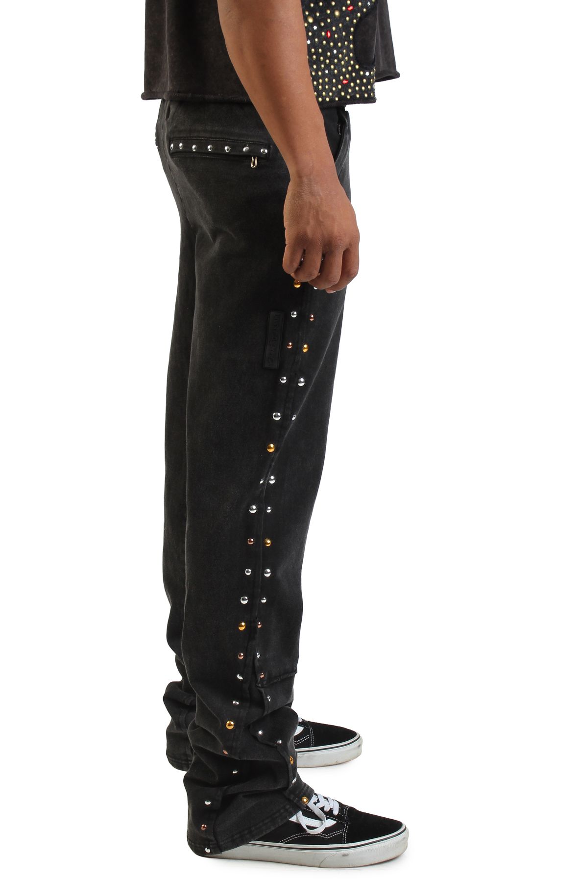 HUDSON Studded Fleece Flare Jogger 586-BLK - Shiekh