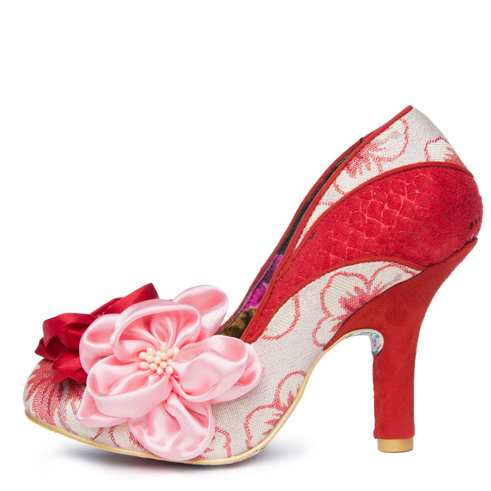 Ladies Irregular Choice Peach Melba Bridal Evening Court Shoes Heels All Sizes 