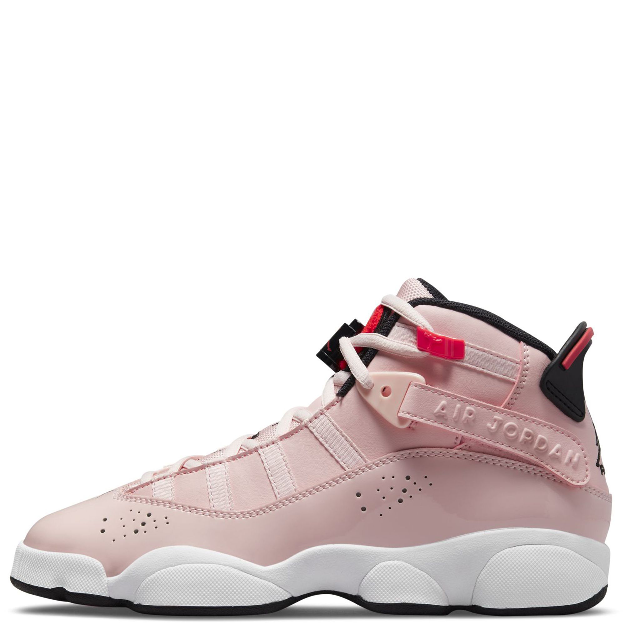 A general view of the pink Adidas basketball sneakers worn by