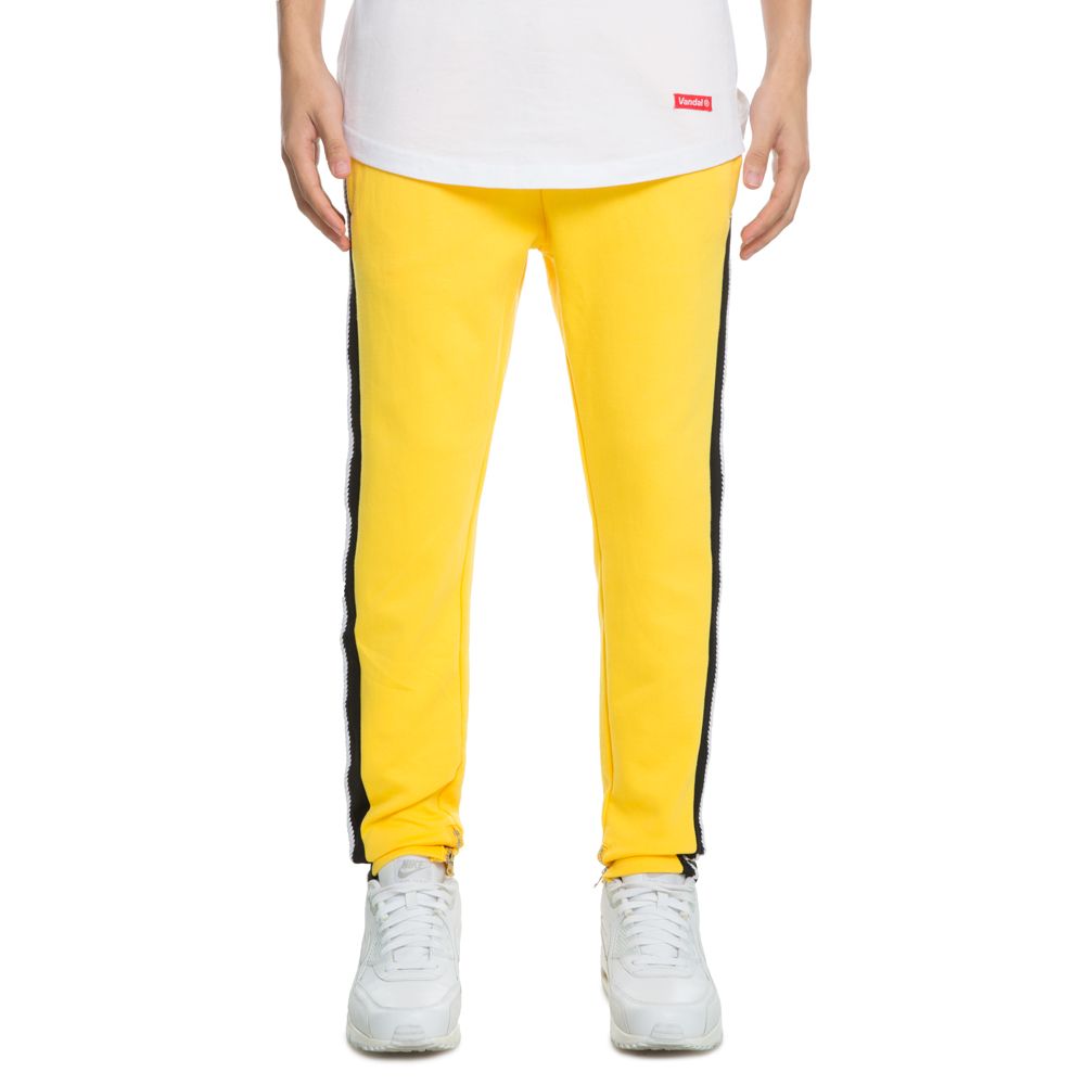 black yellow track pants