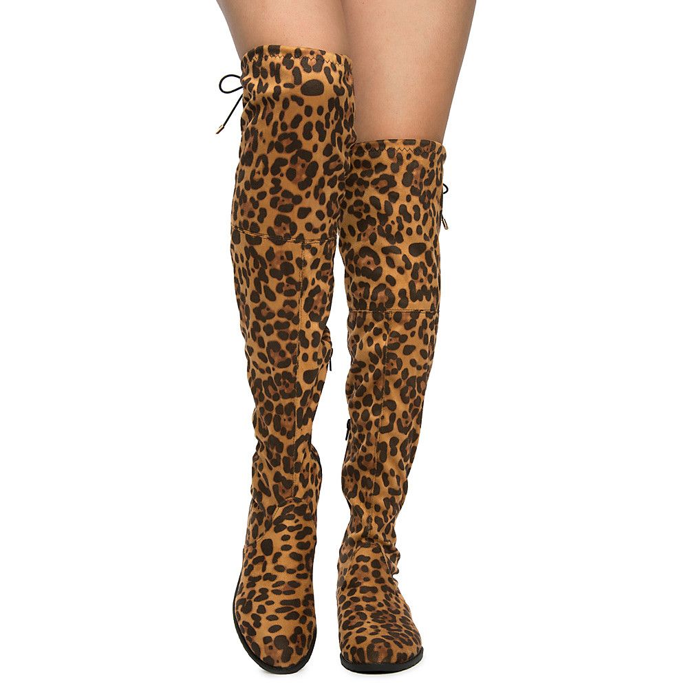 leopard flat boots