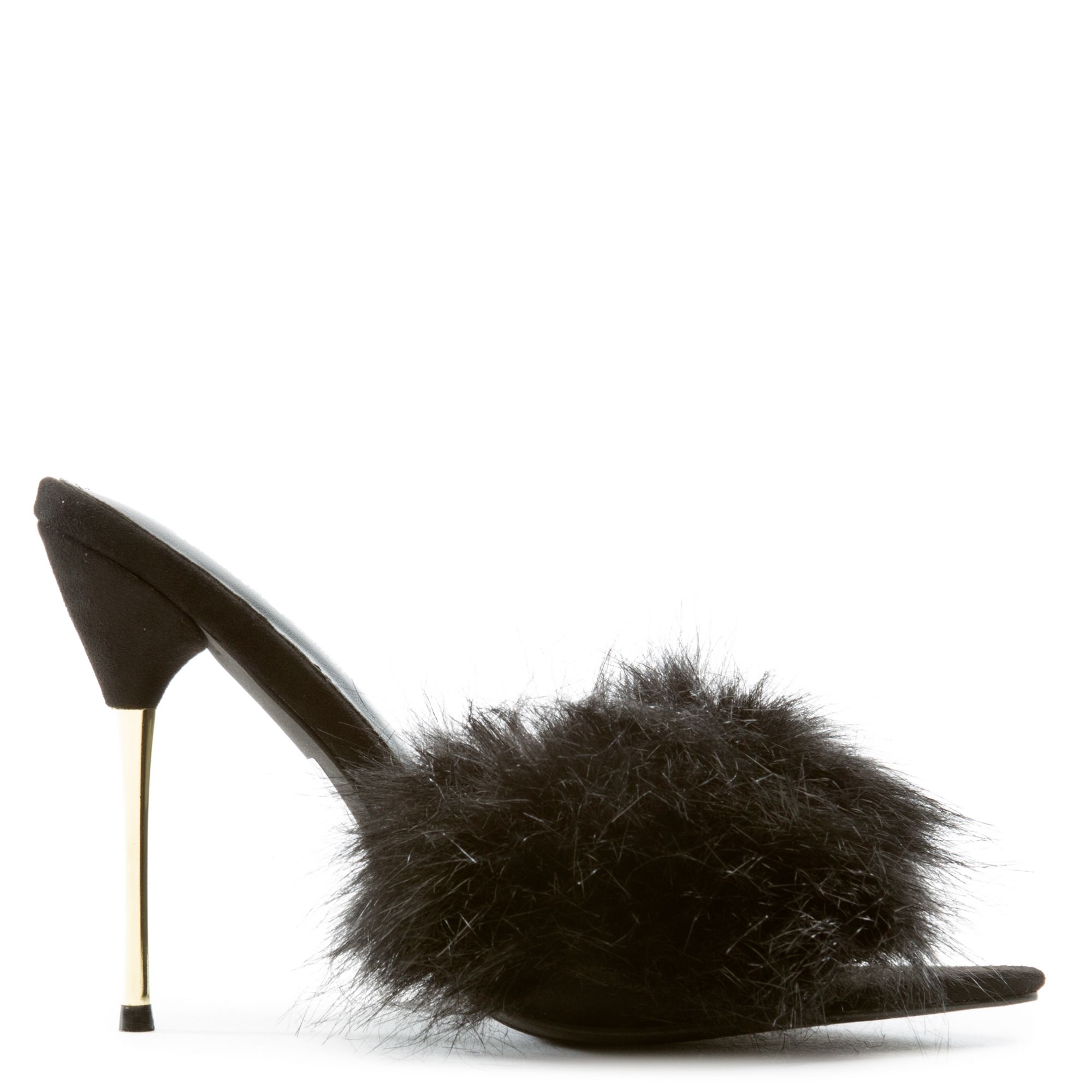 CAPE ROBBIN Fuji Fur High Heels FUJI-BLK - Shiekh