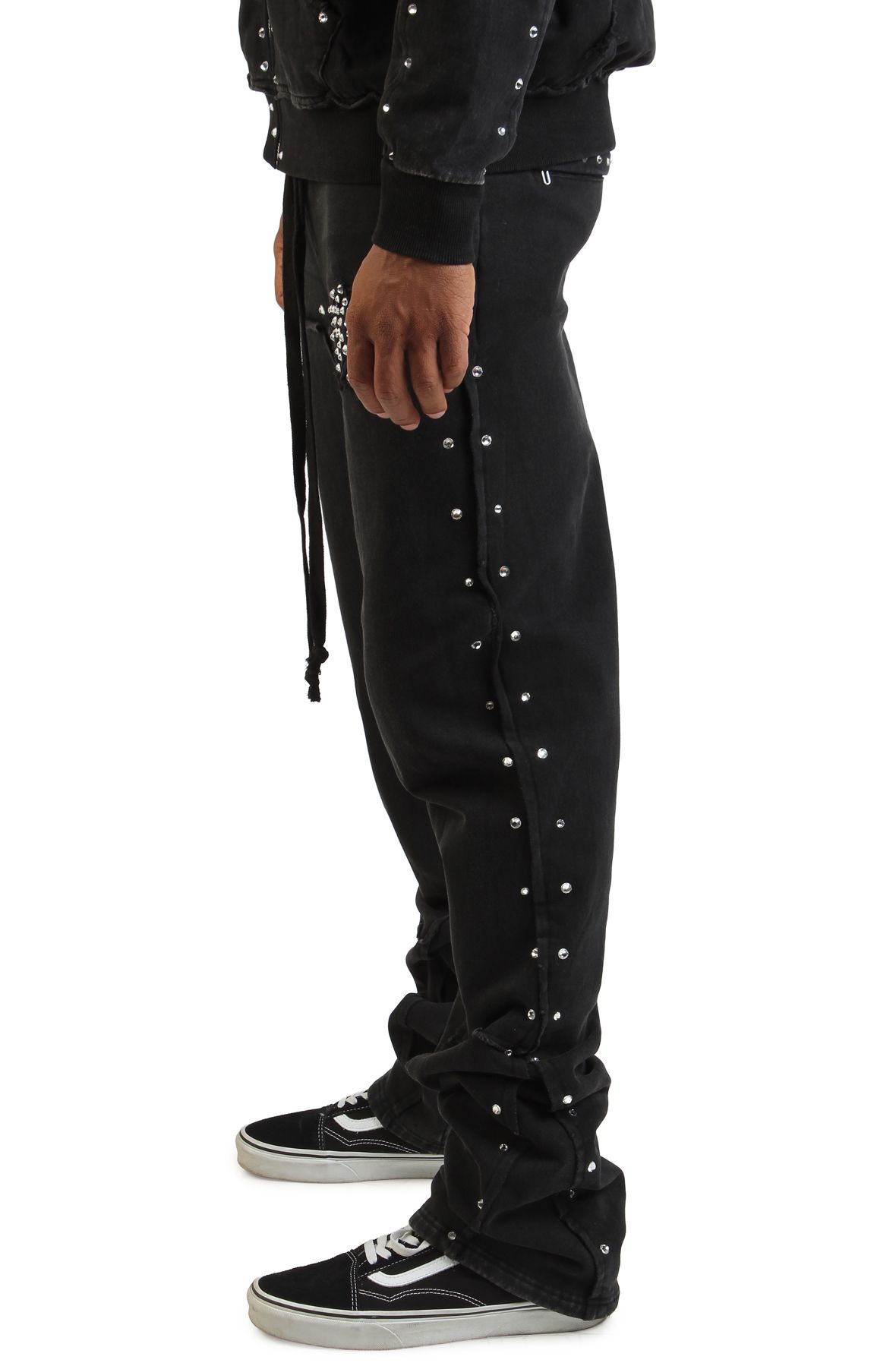 HUDSON Dazzle Stud Fleece Flare Joggers 606-BLK - Shiekh