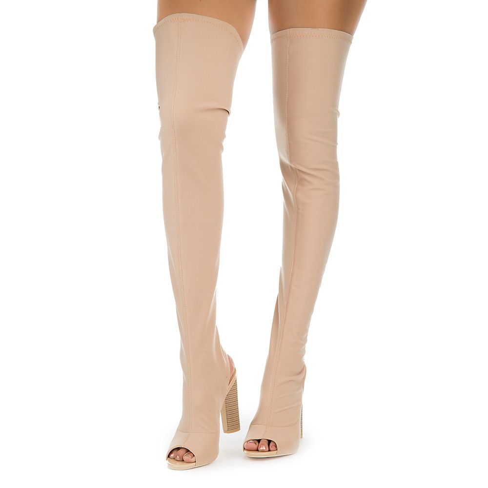 SHIEKH Women's Connie-1-S thigh-High Boot CONNIE-1-S/NUDE - Shiekh