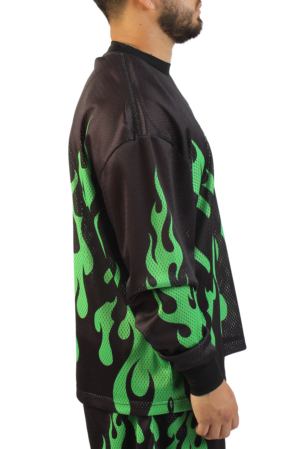 MARKET Toxic Flames Mesh Long Sleeve Shirt MKT26Q2-KT1099 - Shiekh