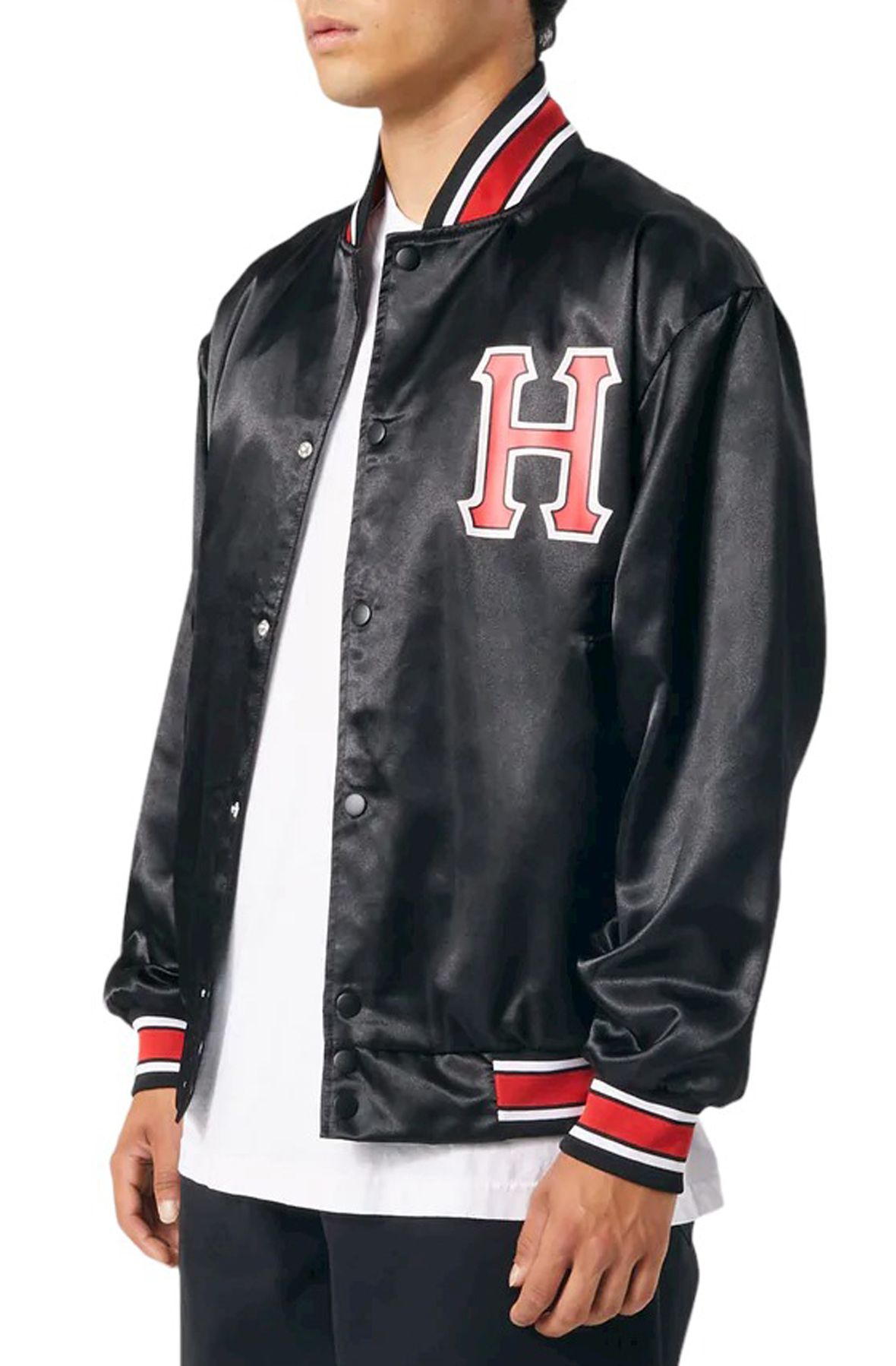 HUF Crackerjack Satin Baseball Jacket JK00372-BLACK - Shiekh