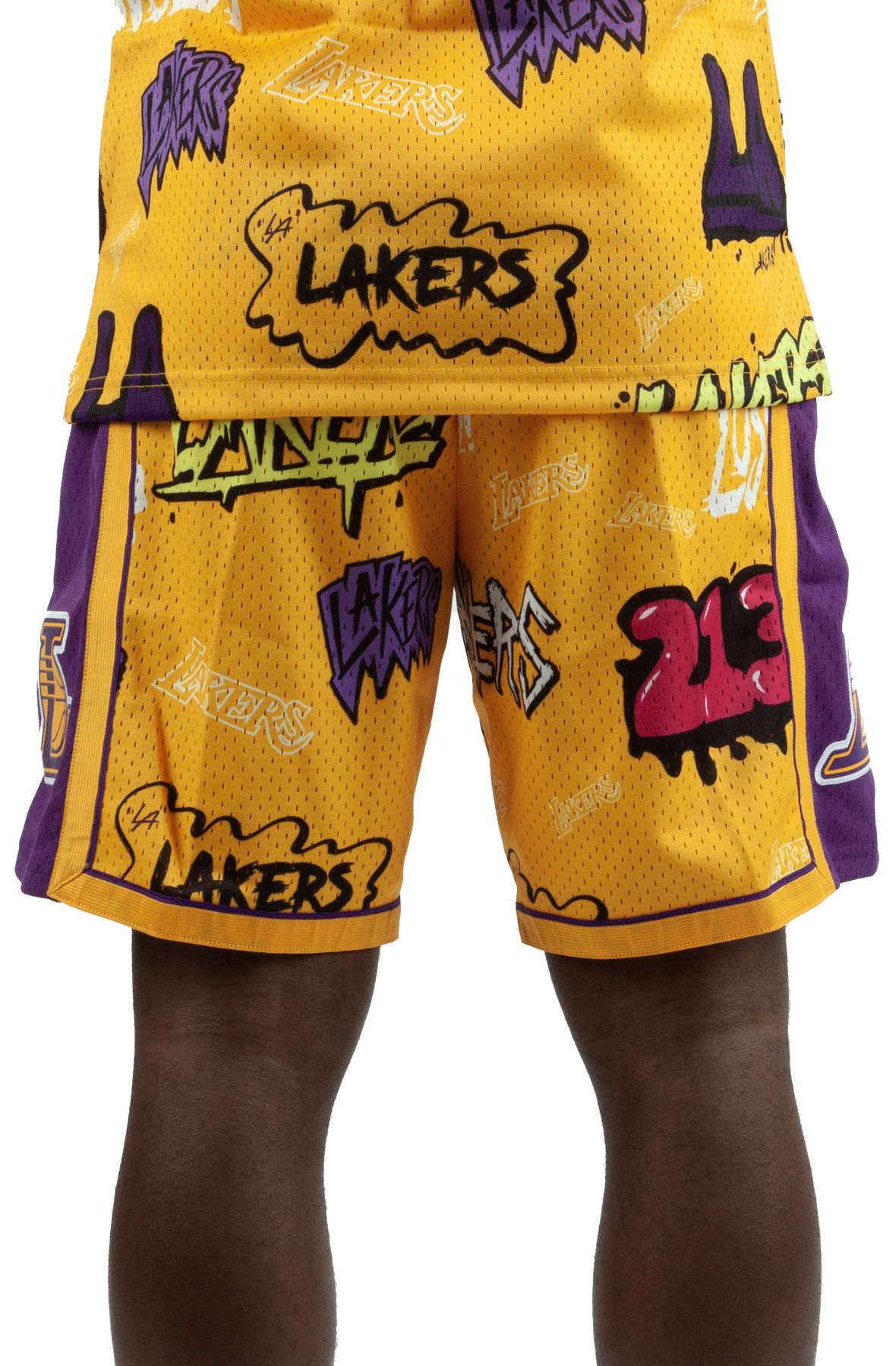 Mitchell & Ness Lakers Slap Sticker Yellow T-Shirt