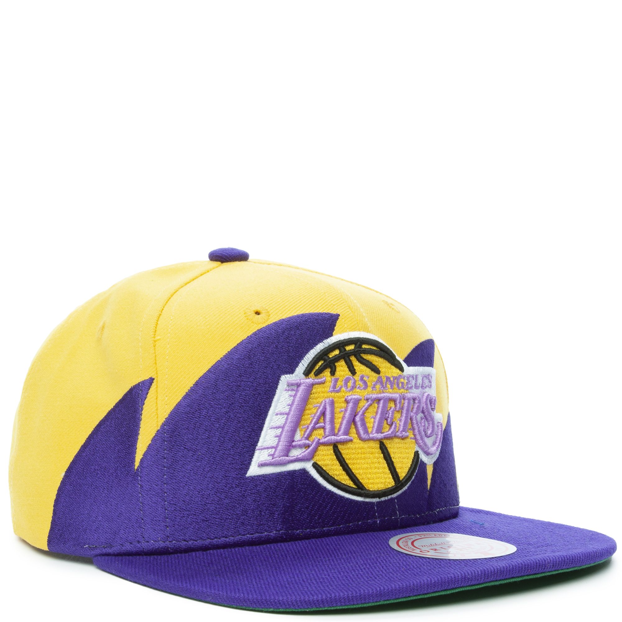 NBA LAs Lakers M&N Yellow Purple Sharktooth Snapback - The Locker