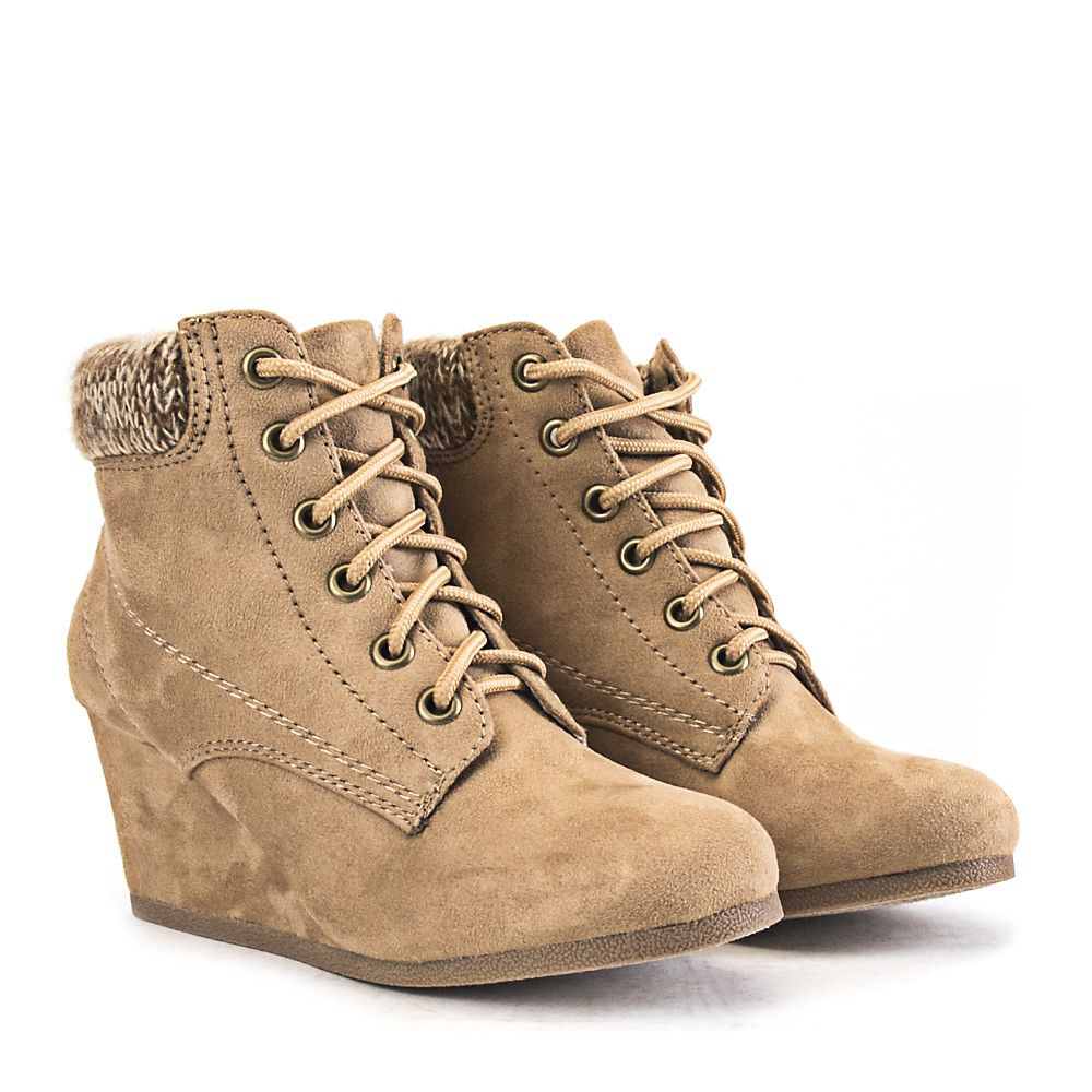 suede ankle wedge booties