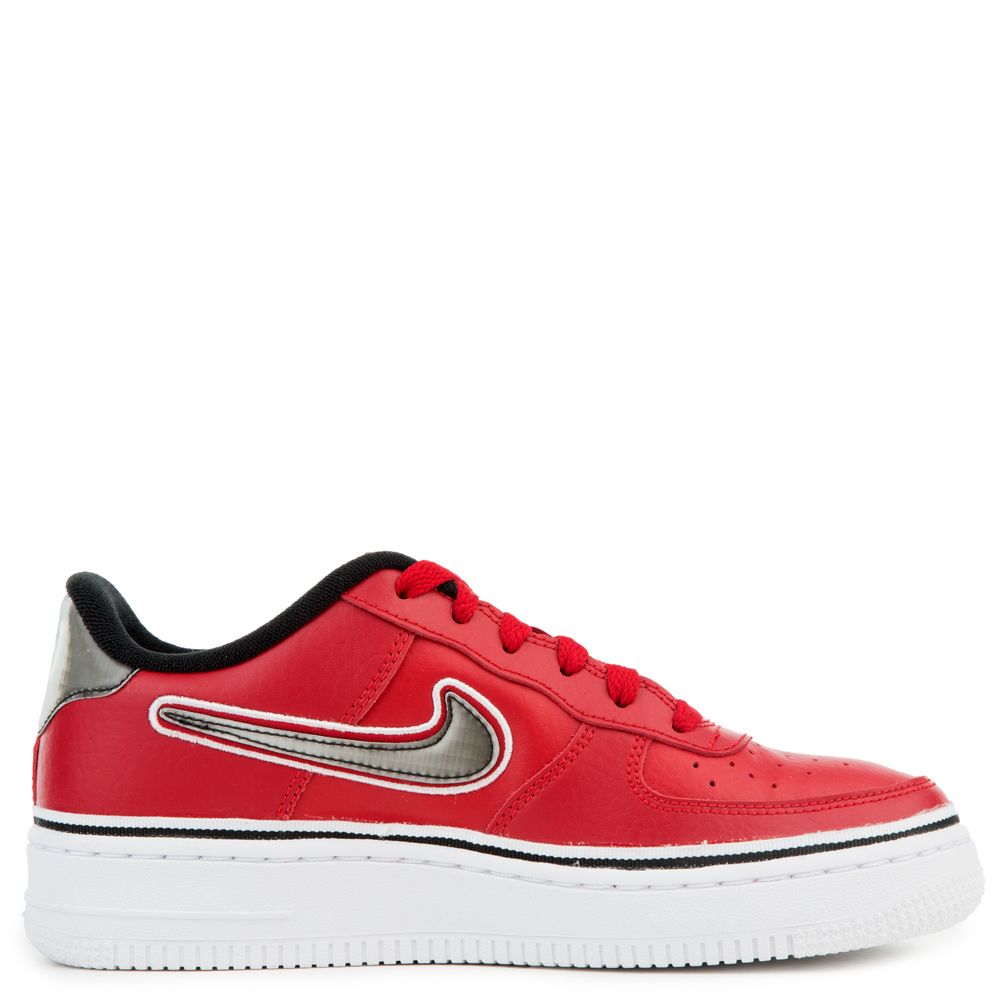 Nike Kids Air Force 1 Lv8 GS Red Satin Basketball Shoe (6)