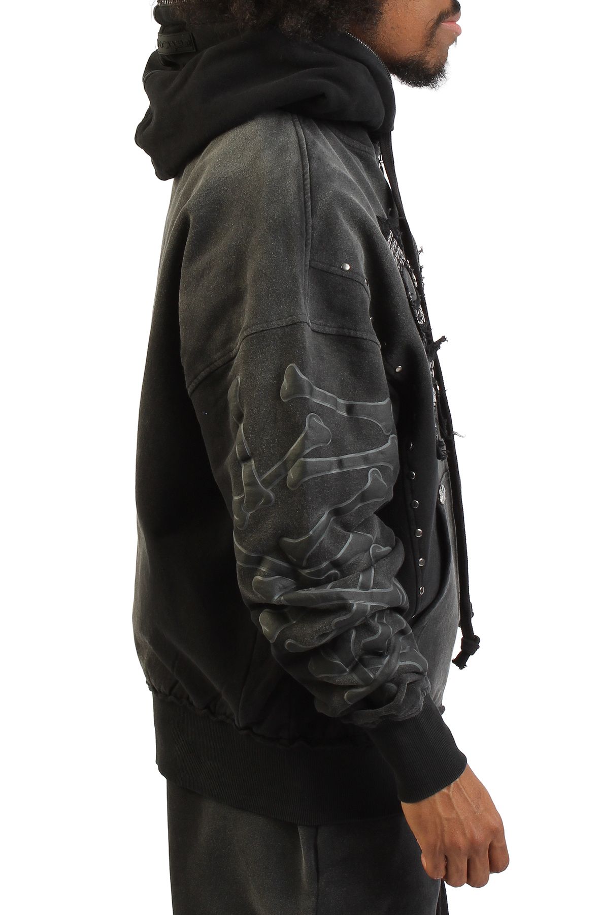 HUDSON Colere Bones Zip-Up Hoodie 619-BLK - Shiekh