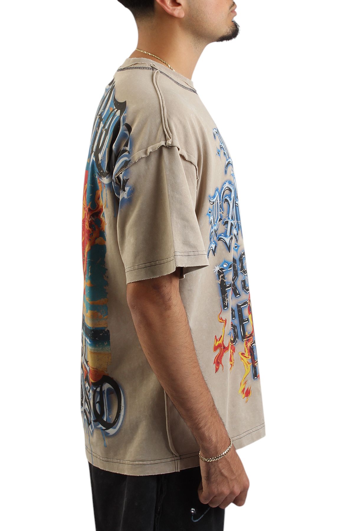 FIRST ROW Lost Paradise Shouting Night T-Shirt FRT2205-KHA - Shiekh