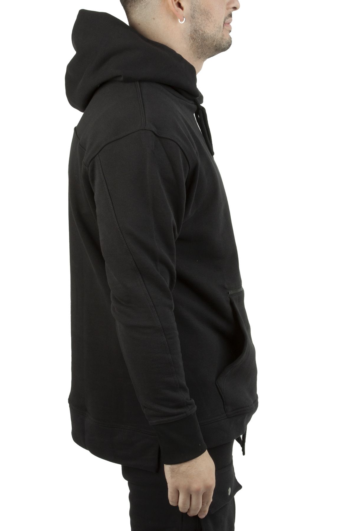 FAIRFAX ART DEPARMENT Stash Pocket Side Zip Hoodie FFXHOODIE001-BLK ...