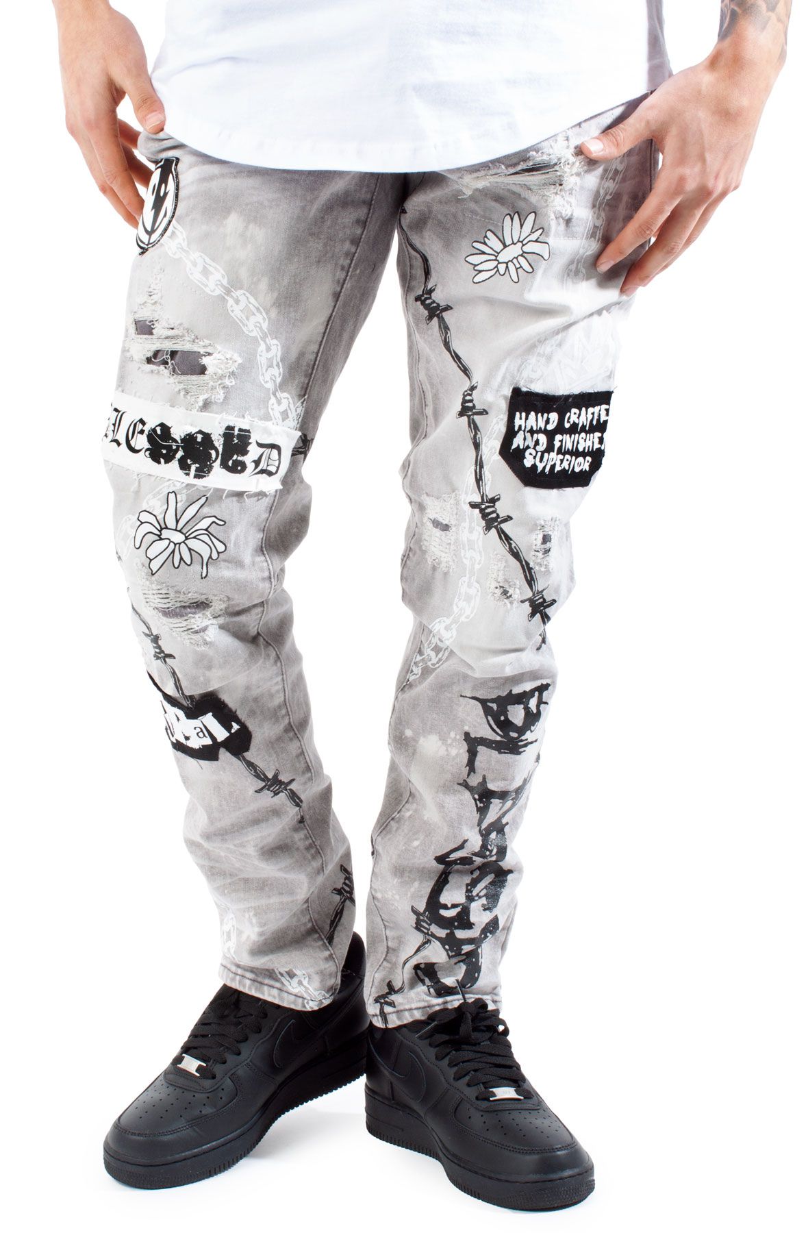 BLESSED GRAFFITI JEANS JP22111-FGRY