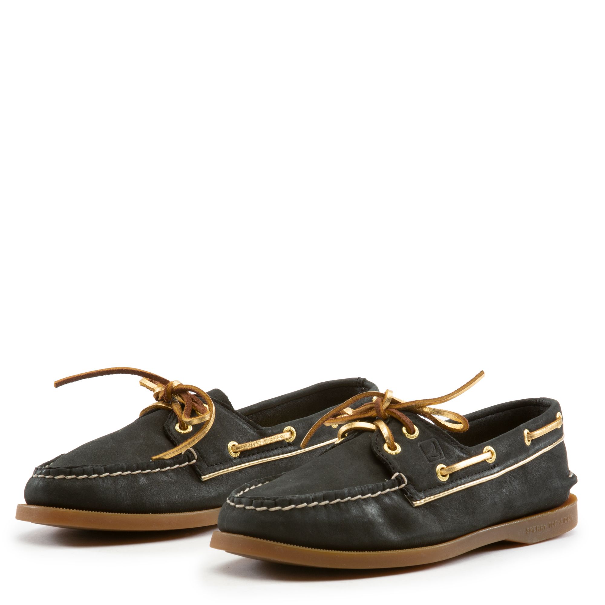 SPERRY TOP-SIDER Sperry Topsider A/O Black Gold Piping Boat Shoe 