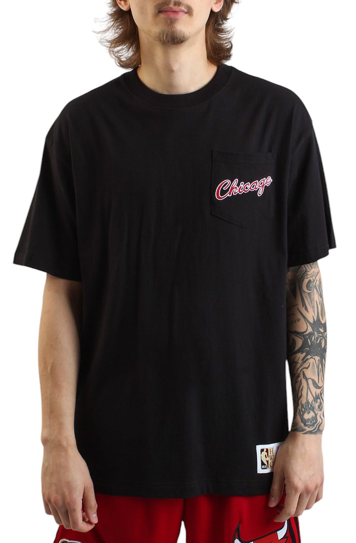 MITCHELL AND NESS NBA Double Hit Pocket T-Shirt FC9252-CBUBLCK
