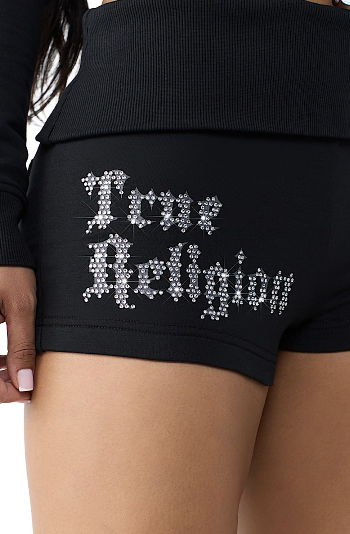 TRUE RELIGION Crystal Foldover Waistband Short 210119-1001 - Shiekh