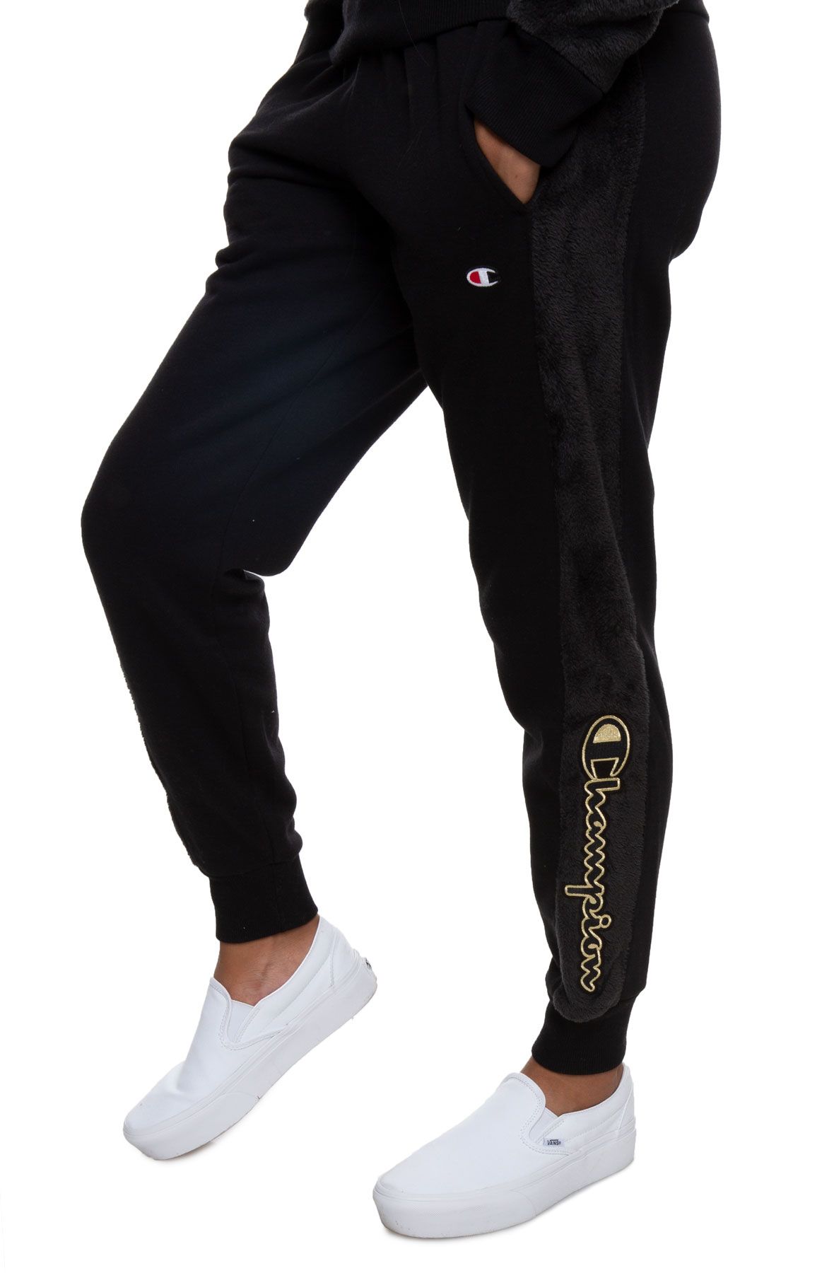 Black fluffy joggers online