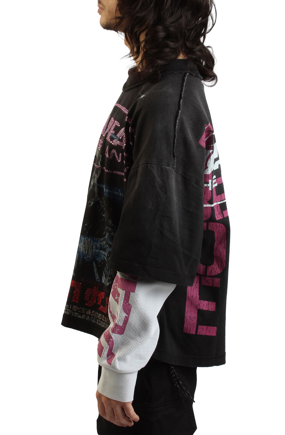 トップス peace RARE PEACE Cypher Graphic Crop Long Sleeve T-shirt RK5068-BLK - Shiekh