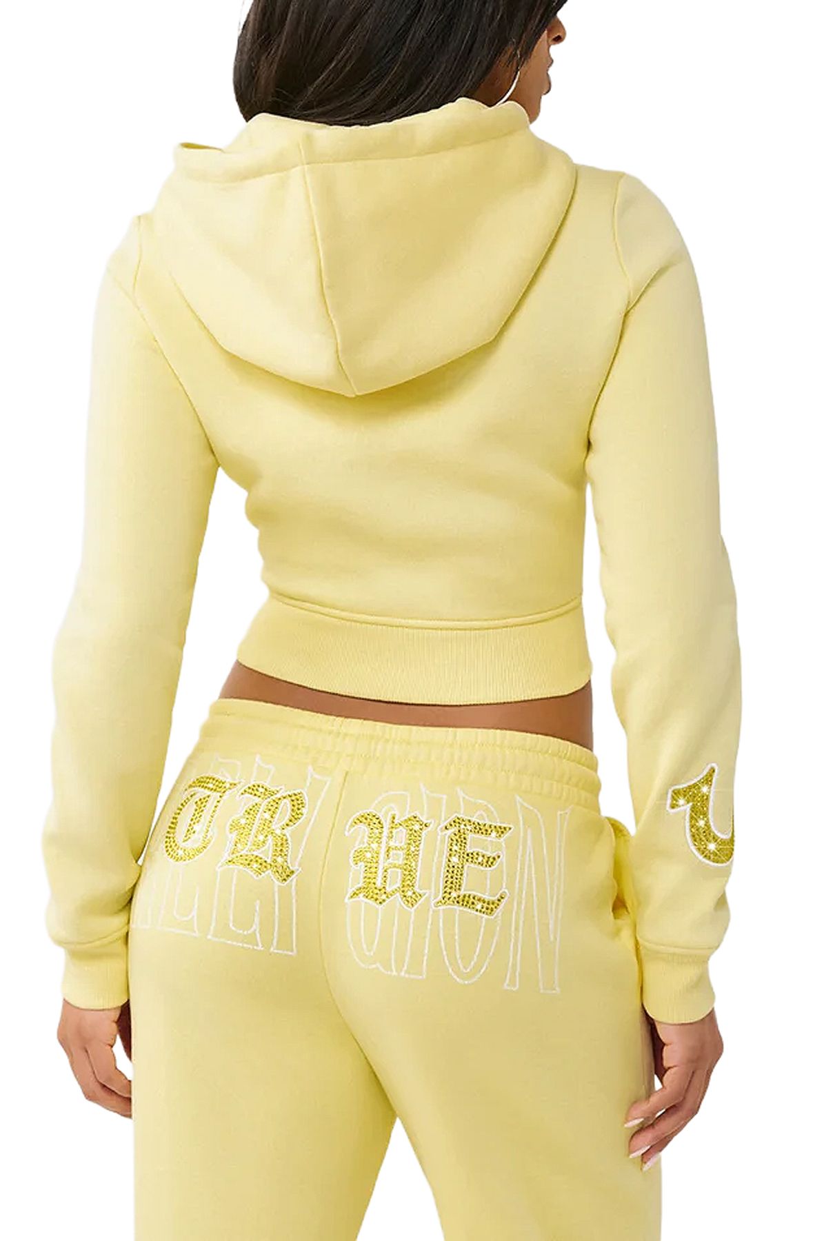 TRUE RELIGION Crystal Embroidered Shrunken Zip Hoodie 209876-7326