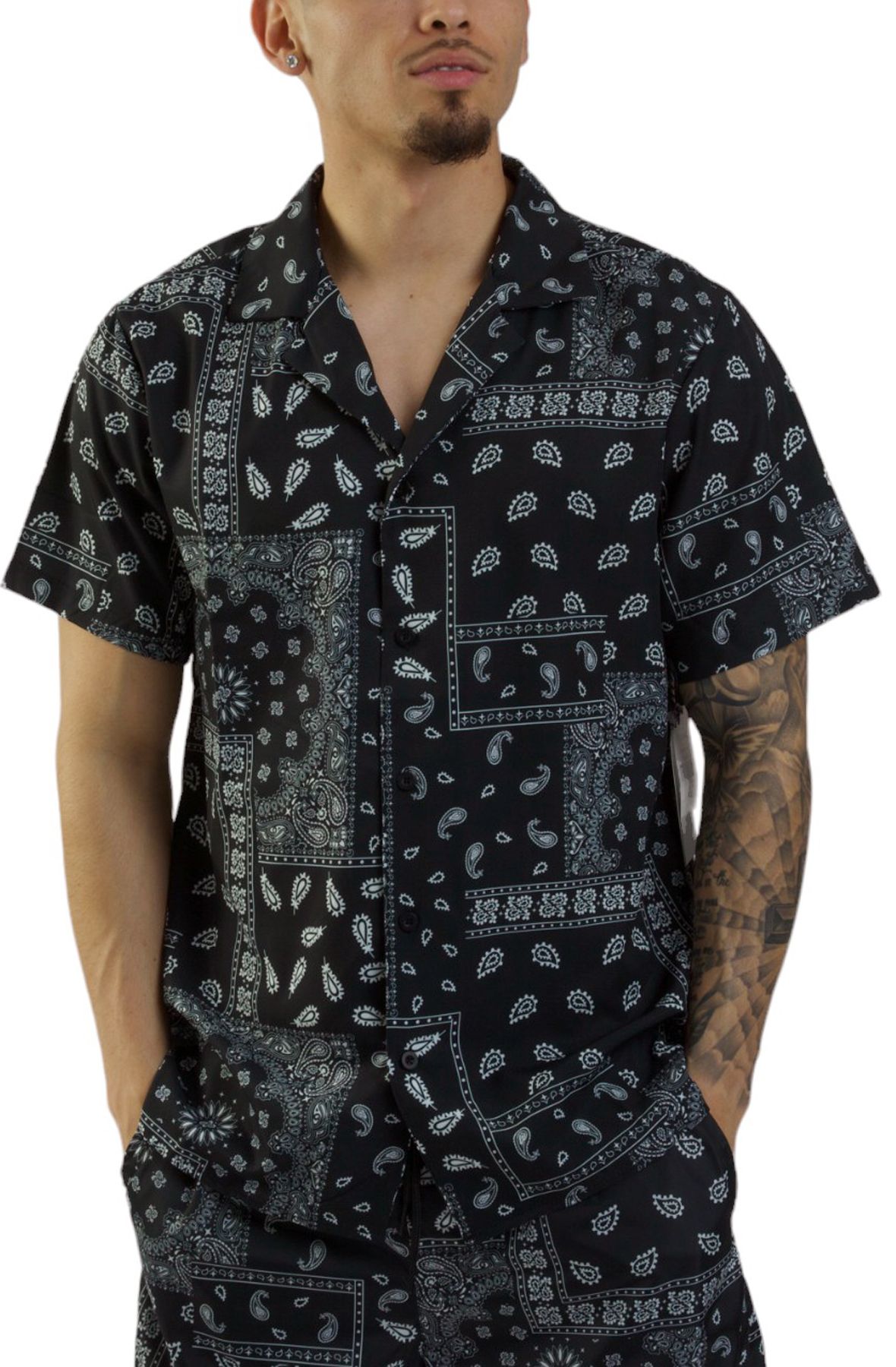 FBRK Paisley Lounge Shirt 941-713BLK - Shiekh