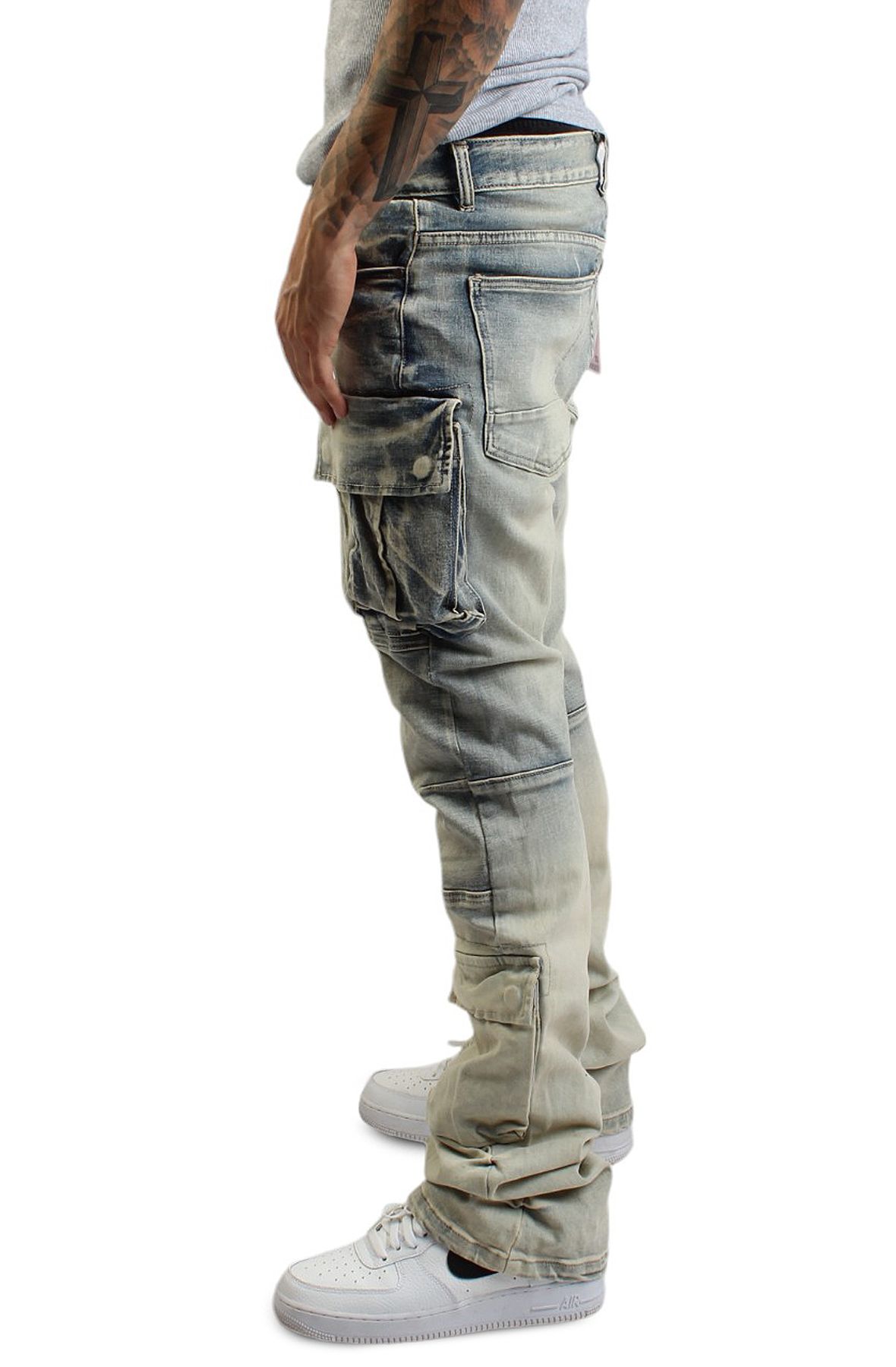 【BAON】Reku Denim Washing Bermuda Cargo Pants Dyfzdhu Denim Shorts for Men Plus Size Summer Bermuda Shorts