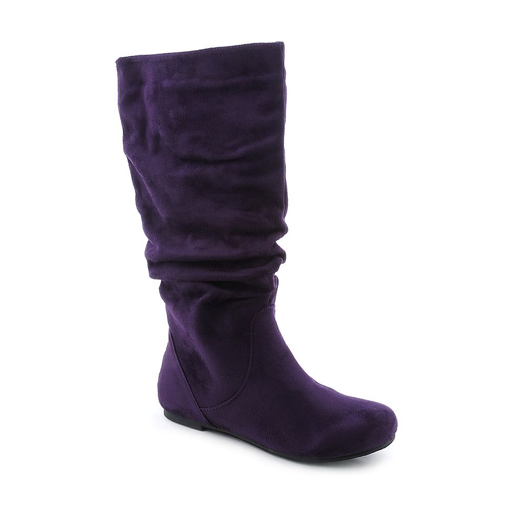 flat purple suede boots