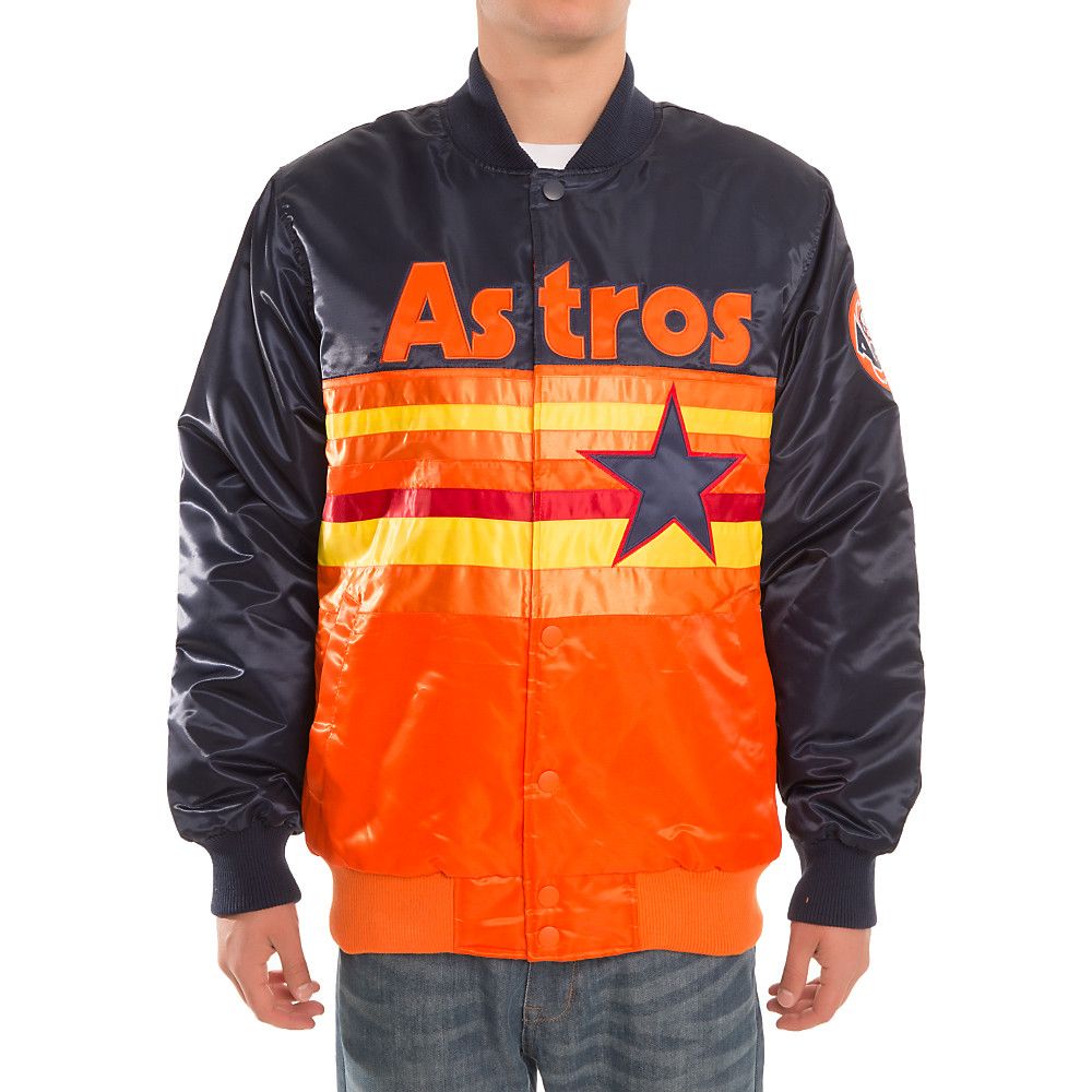 Orange Houston Astros Rhinestone Bomber Satin Jacket