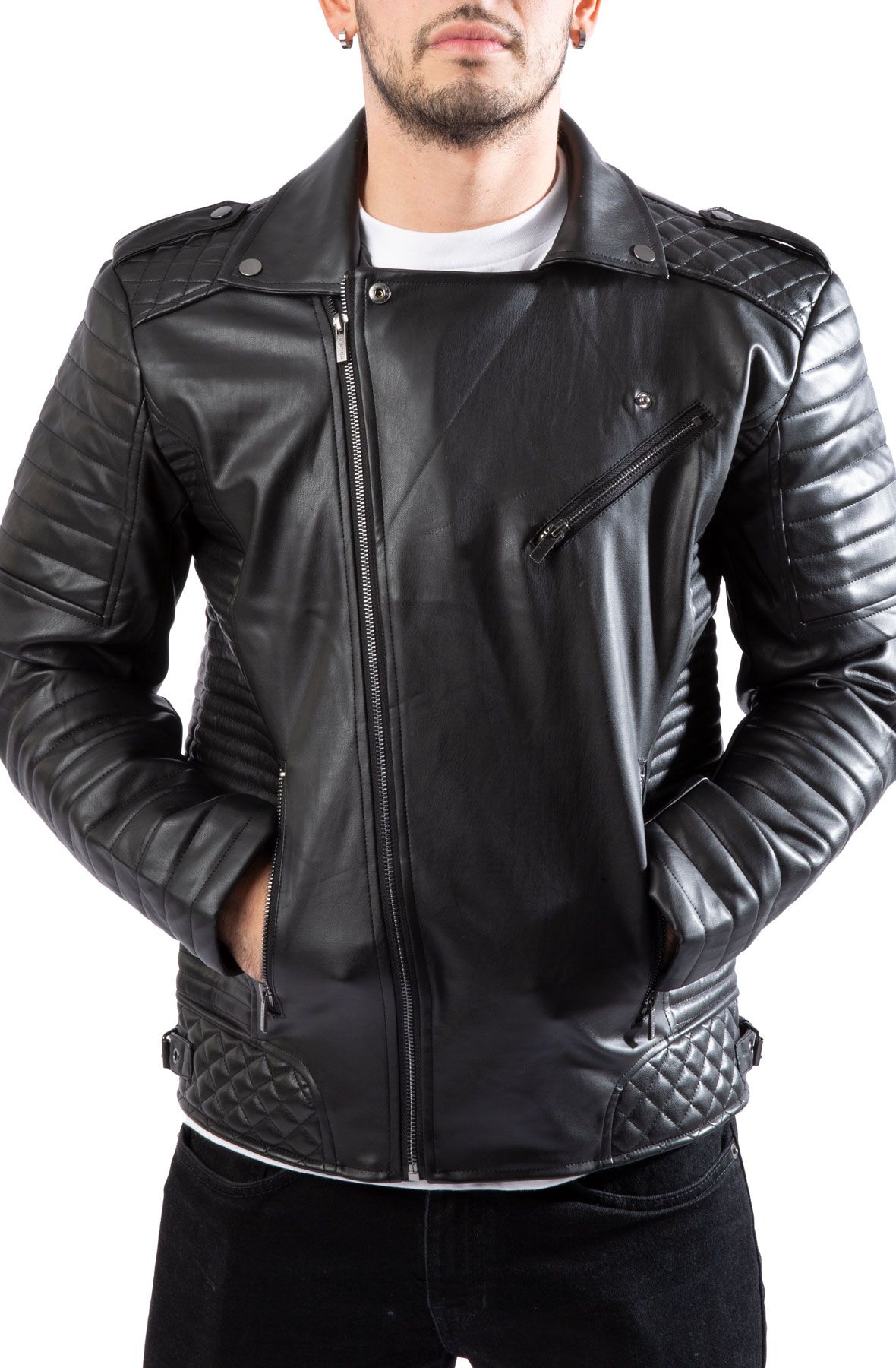 REASON Roma Moto Jacket MD0-117BLK - Shiekh