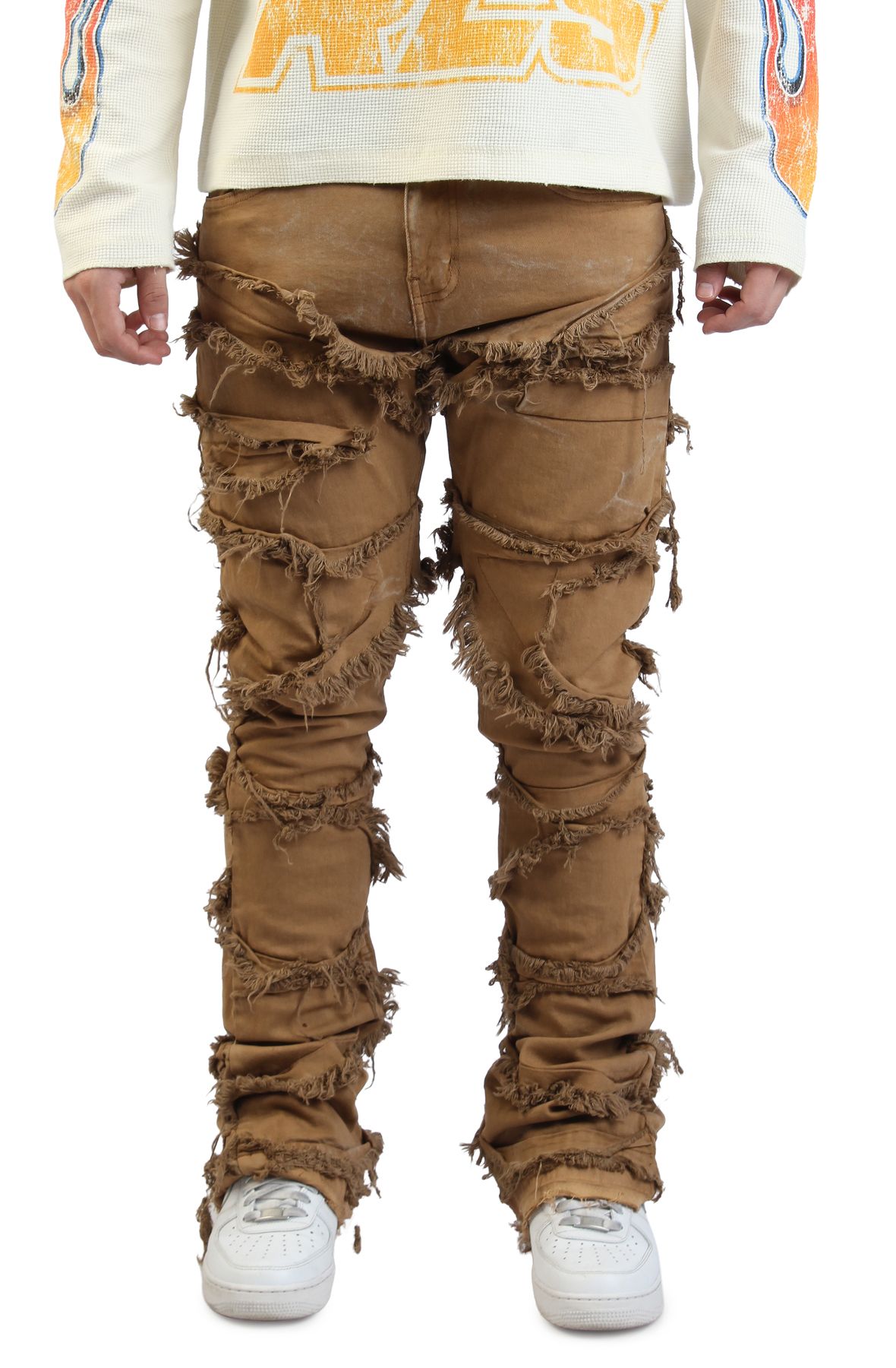 REBEL MINDS Khaos V2 Shredded Jean G52-637BR - Shiekh