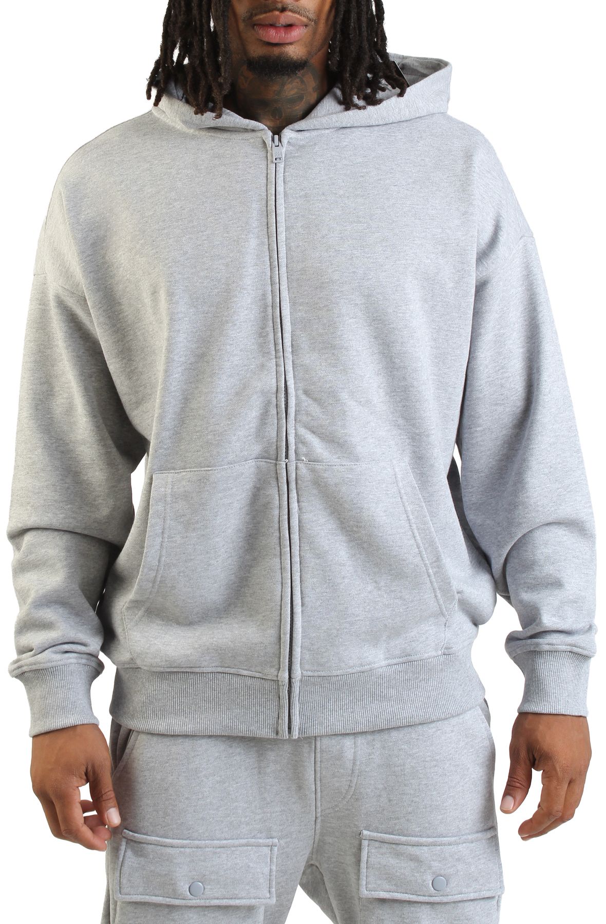 REBEL MINDS Cropped FZ Hoodie 952-311HGREY - Shiekh