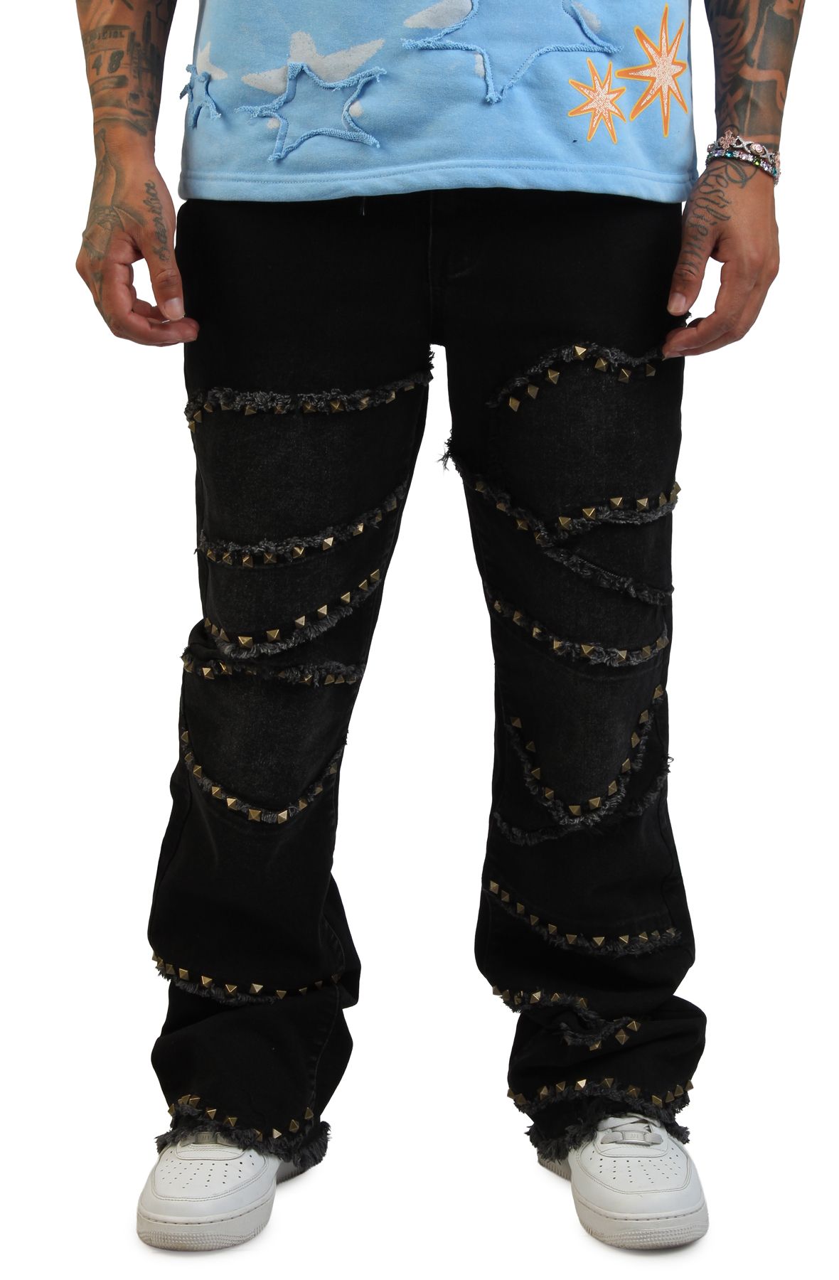 HIGH CALIBER Cluster Pyramid Stud Denim C14211N-BLK - Shiekh