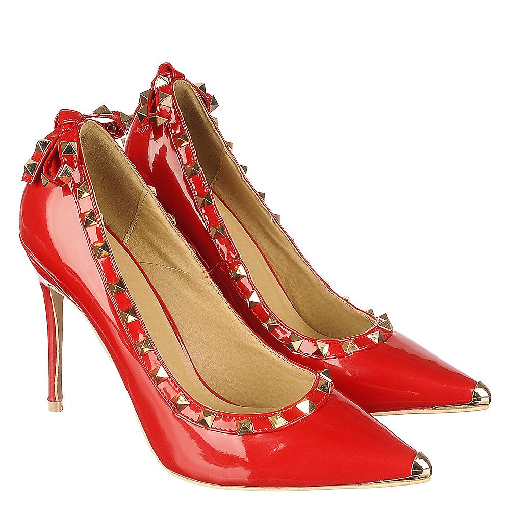 Shiekh Women Studded High Heel Mandi-07 Red Shoes 6 Red, image size:1000x1000