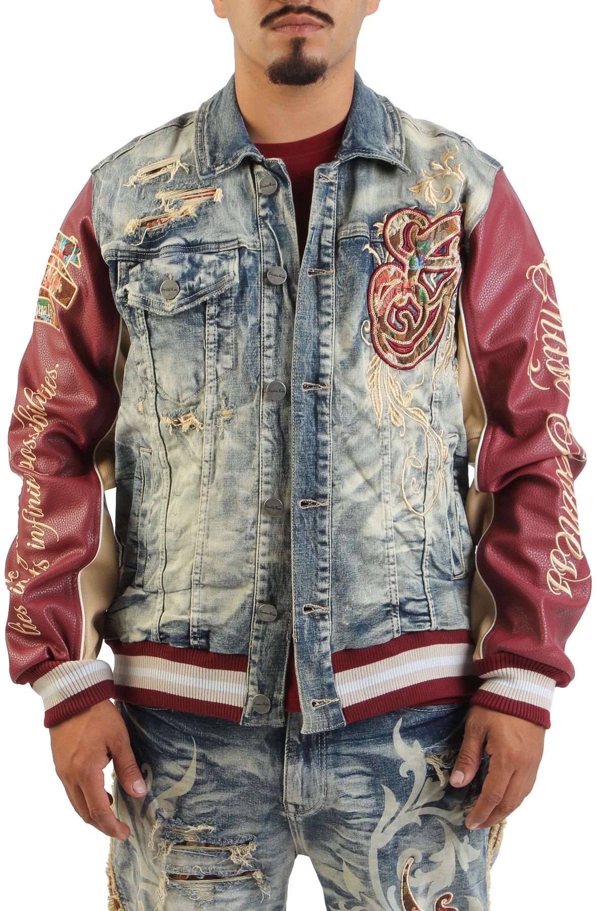 SMOKE RISE Grandeur Varsity Jacket JJ25514SK-TOAST - Shiekh