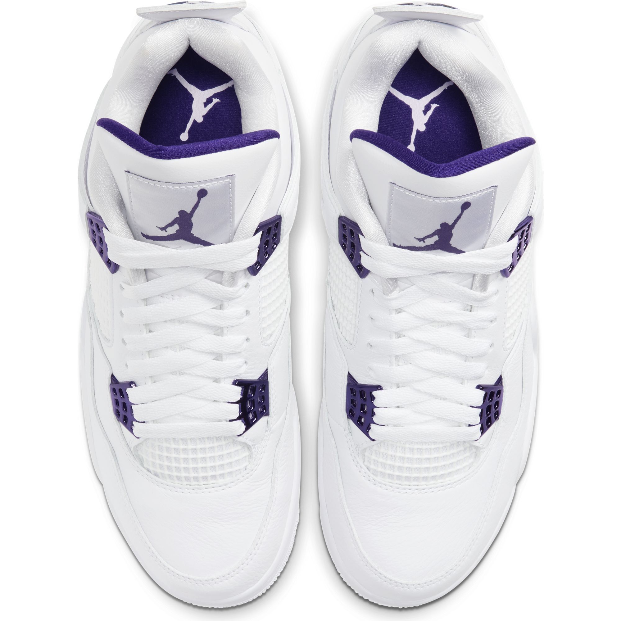 all white jordan 4 with purple