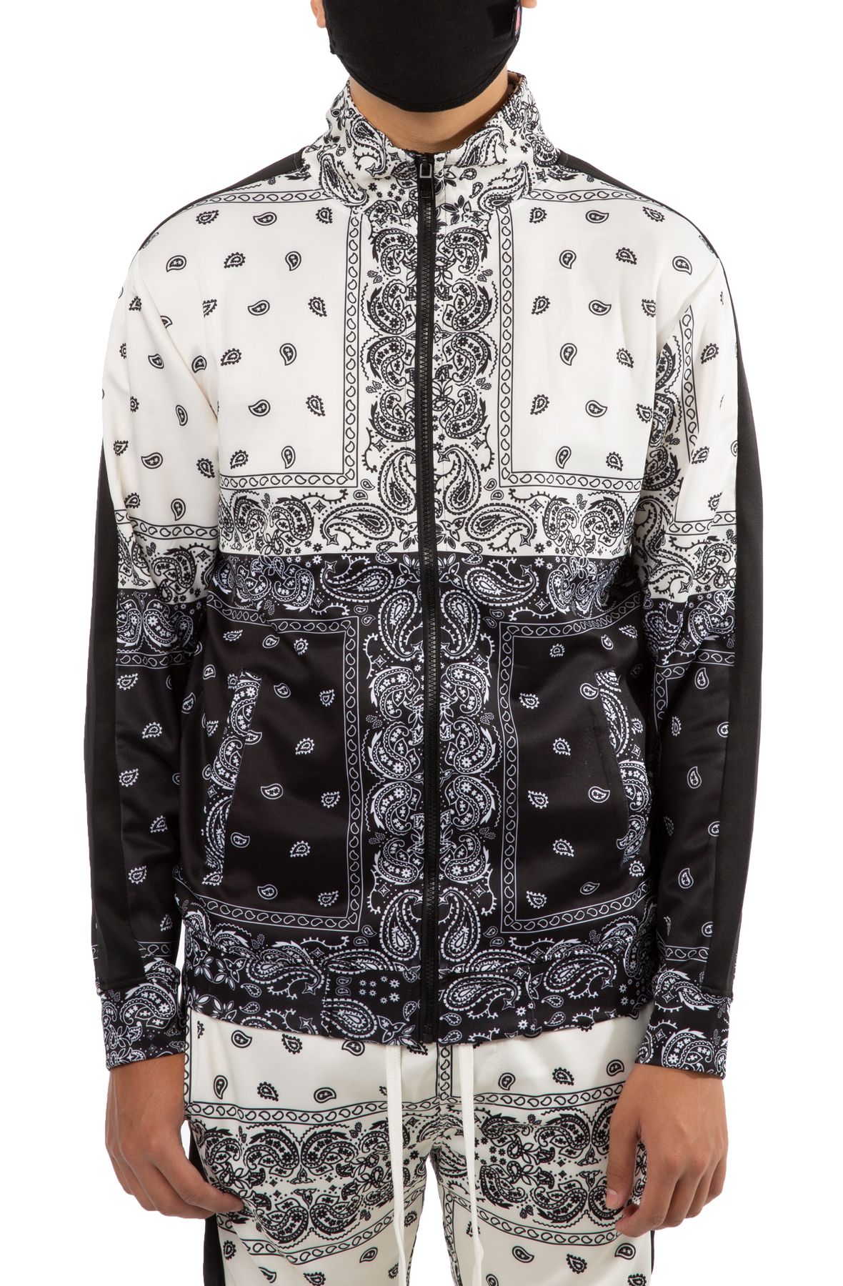 FBRK 2Tone Paisley Track Jacket 9A2-504CRMBLK - Shiekh