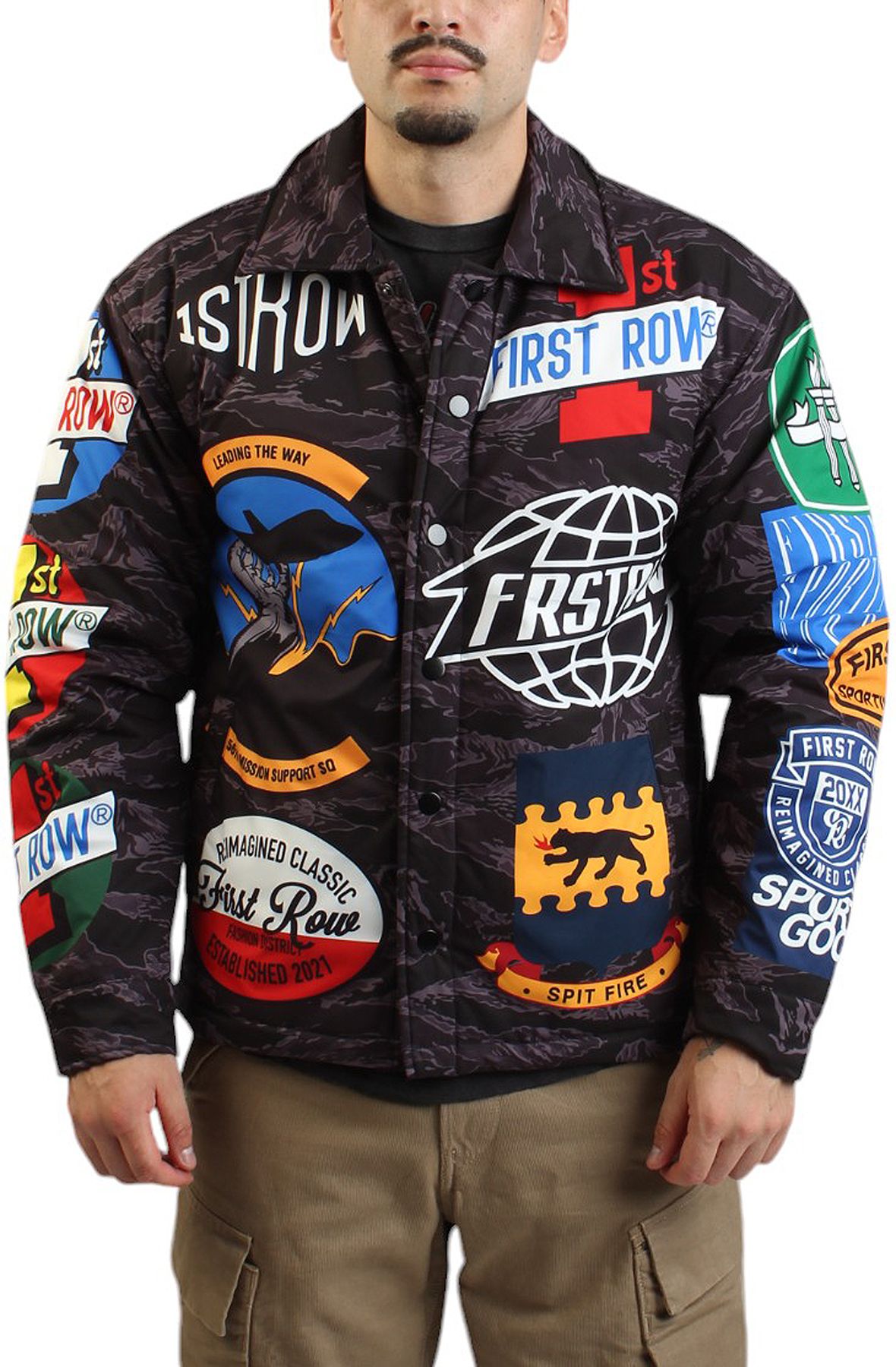 ribbonbit ナイロンジャケット FIRST ROW Nylon Embroidered Jacket FRJ2068-BLK - Shiekh