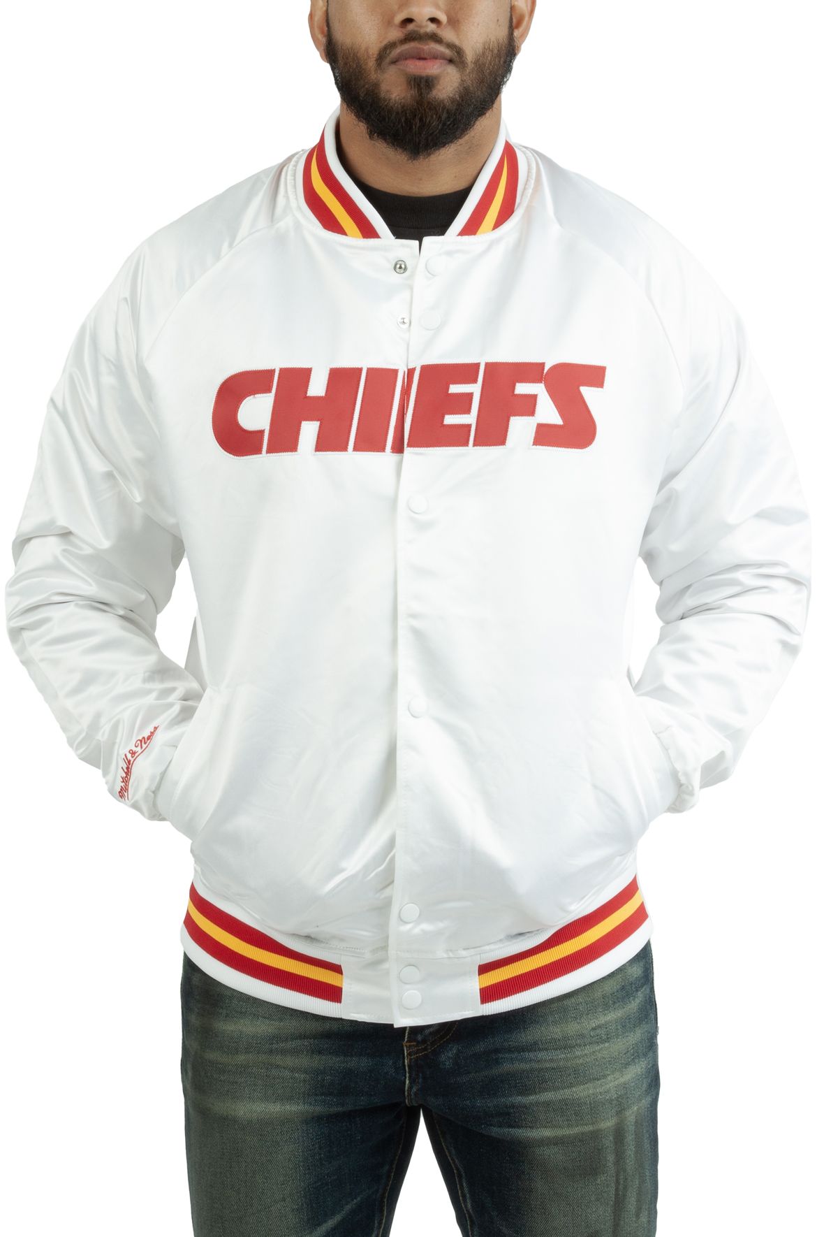 MITCHELL & NESS Kansas City Chiefs Heavyweight Satin jacket  OJBF3413-KCCYYPPPSCAR - Karmaloop