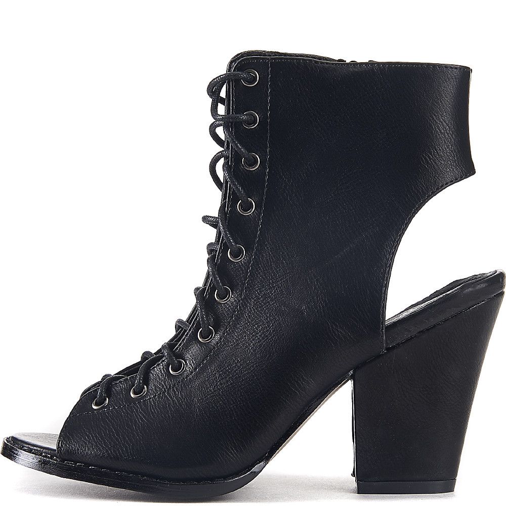 womens black lace up bootie