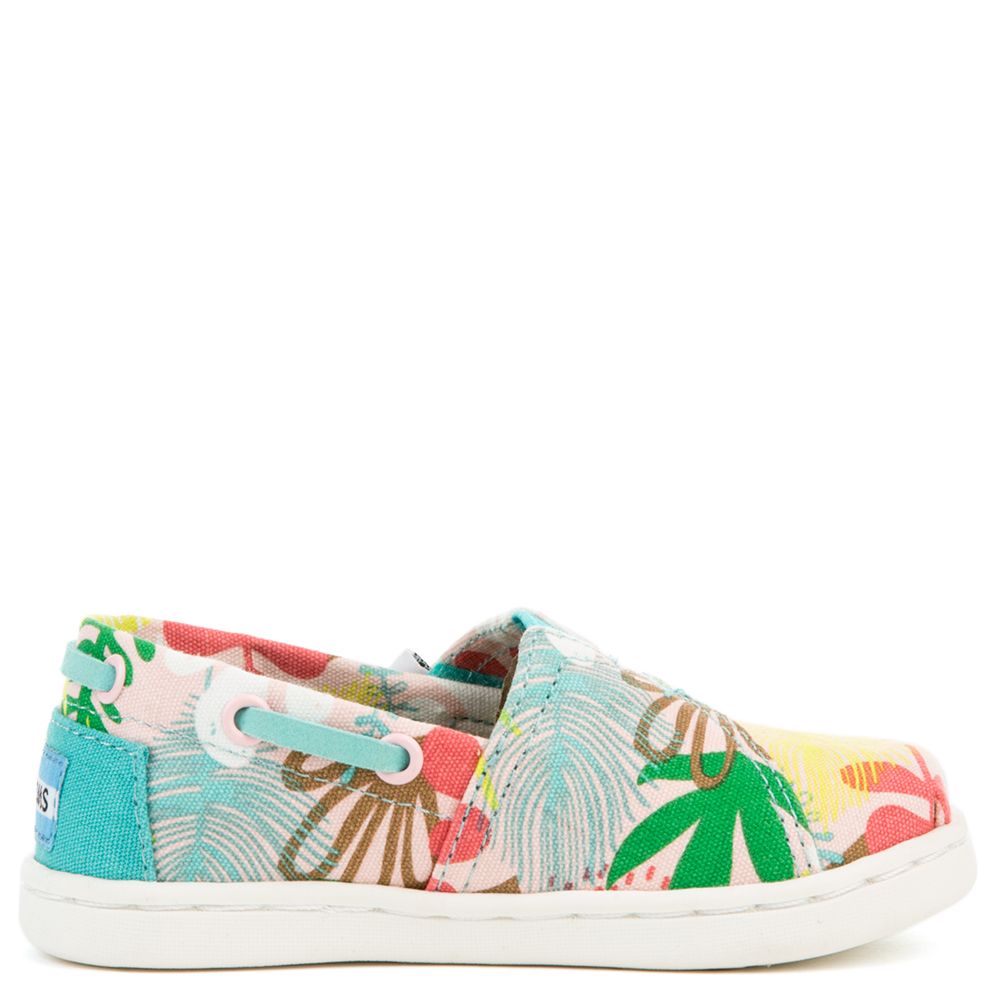 TOMS Tiny Toms Biminis Tropical Palms Pink Sneakers 10010052 - Shiekh