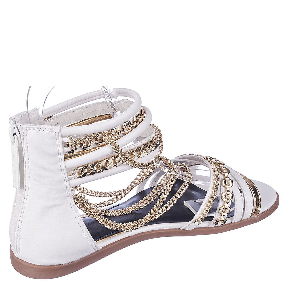 gold closed toe flat sandals