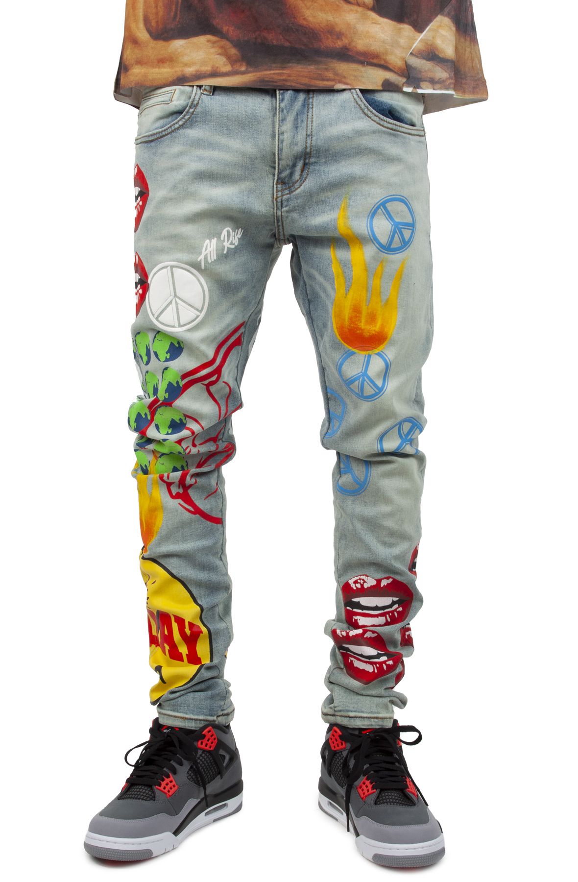 EMBELLISH Peace Painted Slim Fit Jeans EMBSP222-116 - Shiekh