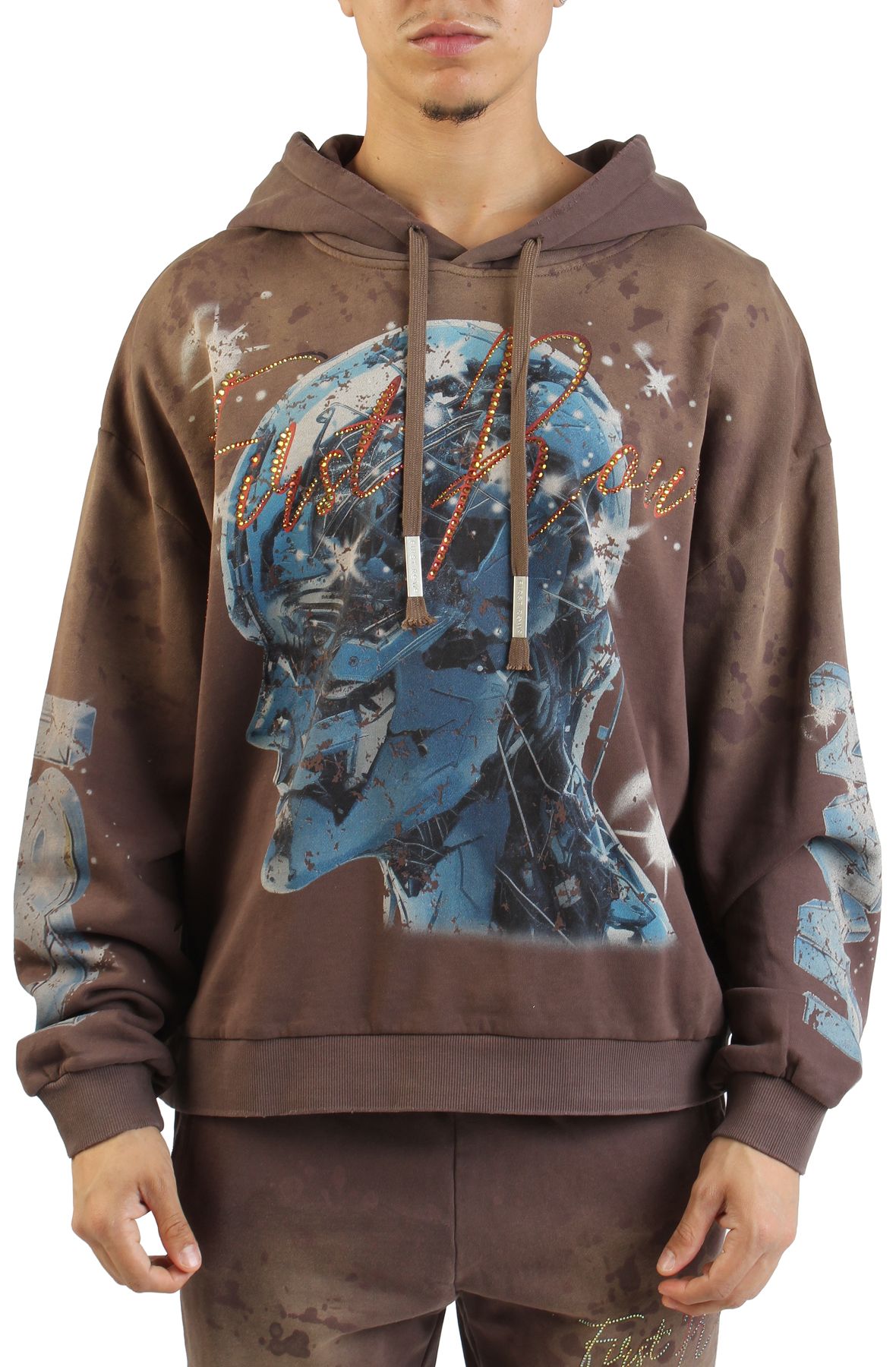 FIRST ROW Post Human Newborn Hoodie FRF2496-CAFFE - Shiekh