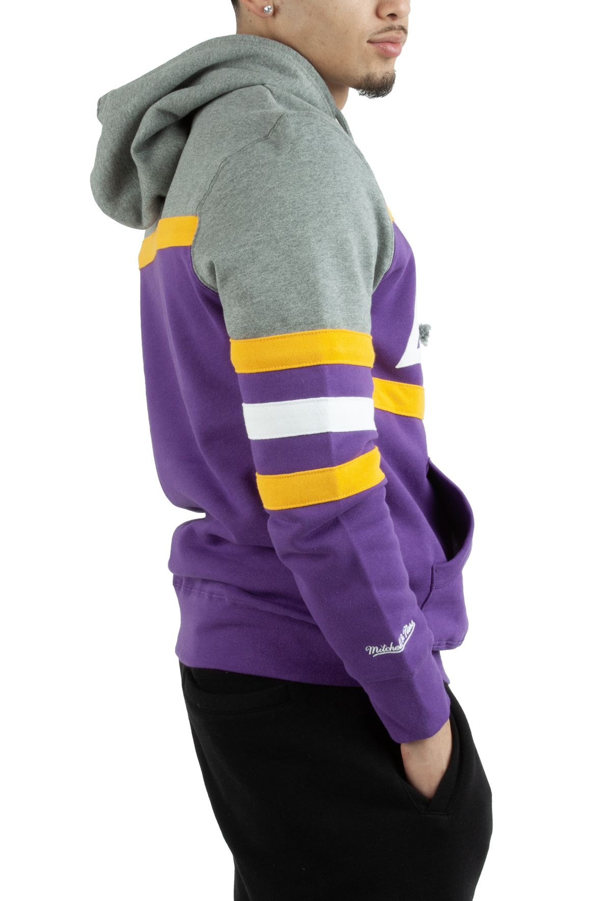 LA Lakers Mitchell & Ness Head Coach Hoodie Purple/Gold - The