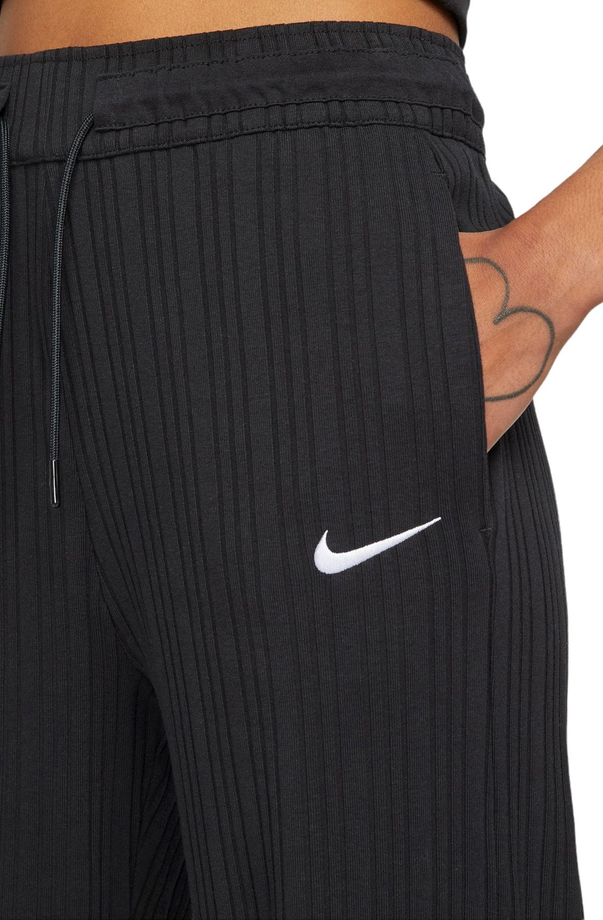 NIKE Sportswear Ribbed Jersey Wide Leg Pants DM6403 010 - Shiekh